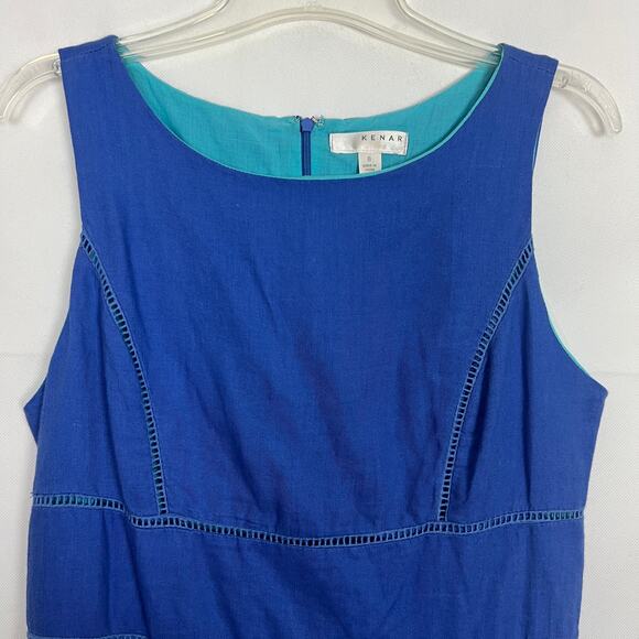 Kenar Linen Blue Sleeveless Dress Size 8 Natural & Breathable - Picture 3 of 12